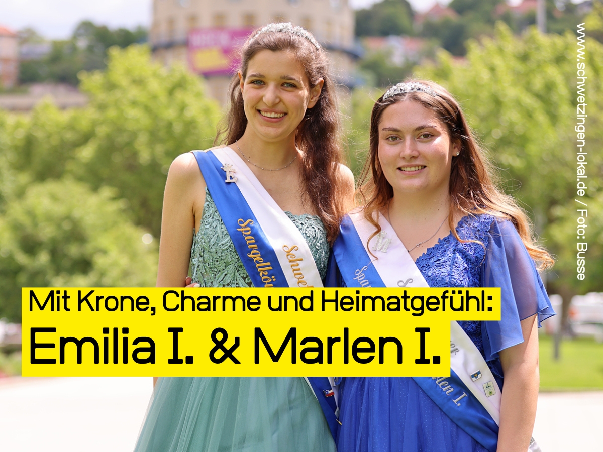 Die Schwetzinger Spargelkönigin Emilia I. und ihre Prinzessin Marlen I.